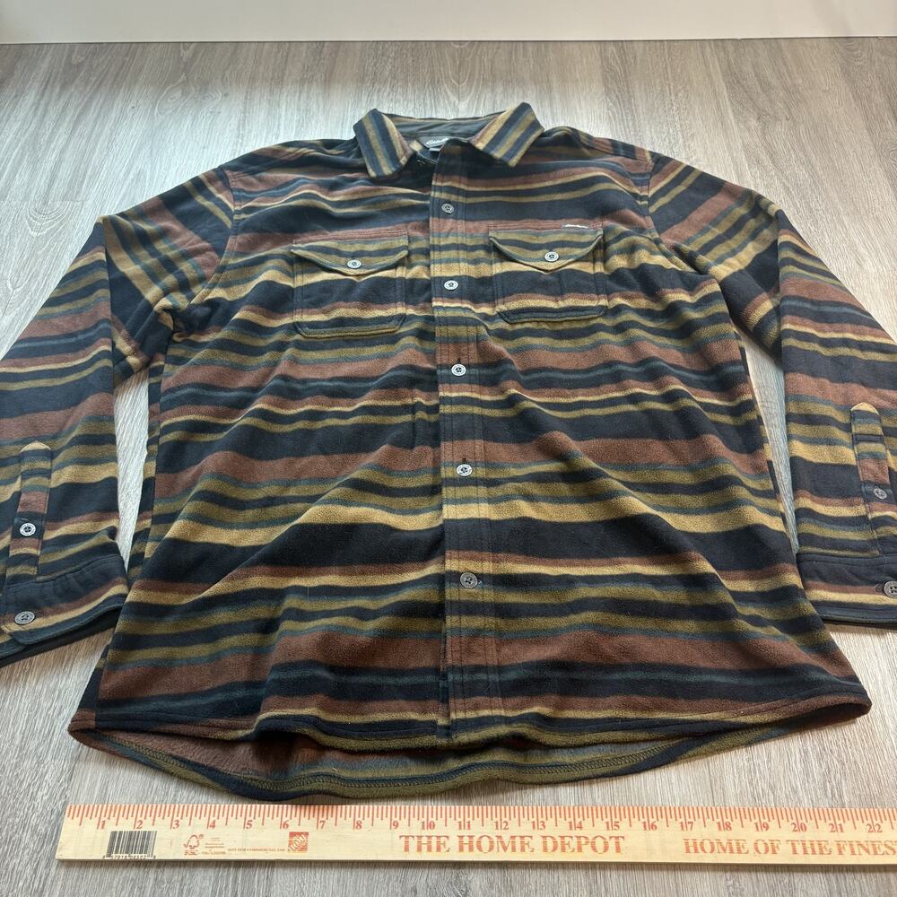 Eddie Bauer Men's Fleece Shirt Striped Button Down Outdoor Shacket Large - Picture 5 of 10